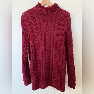 Deep Red JEANNE PIERRE Cable Knit Turtleneck